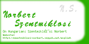 norbert szentmiklosi business card